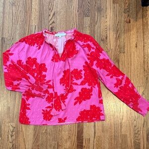 Sugarlips Pink and Red Ruffled Blouse, XS